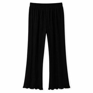NWT Connected Woman Black Pleated Wide‑Leg Palazzo Crop Lined Pants Plus 22/24W